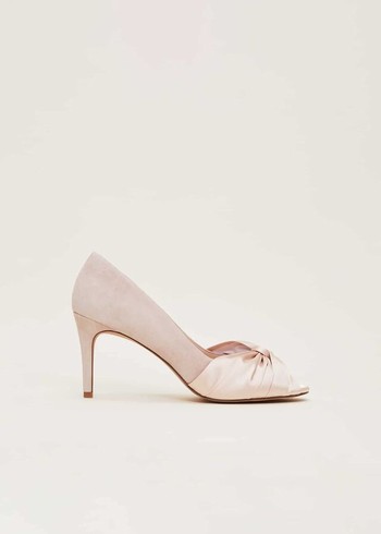 Phase Eight Satin Twist Peeptoe Heels Cream Australia | WB4382597